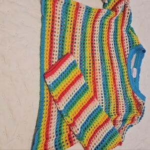 Pink Lily Multicolor Crochet Sweater